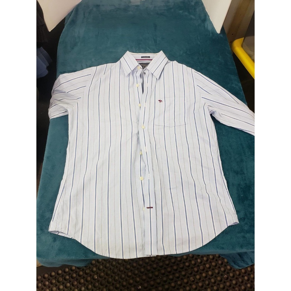 Abercrombie & Fitch Mens Blue Long Sleeve Button Up Shirt Sz Large 100% Cotton